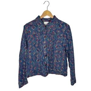 Chic Boho Southwest Vibe Shacket Denim Shirt Lightweight Ugly Jacket | Med